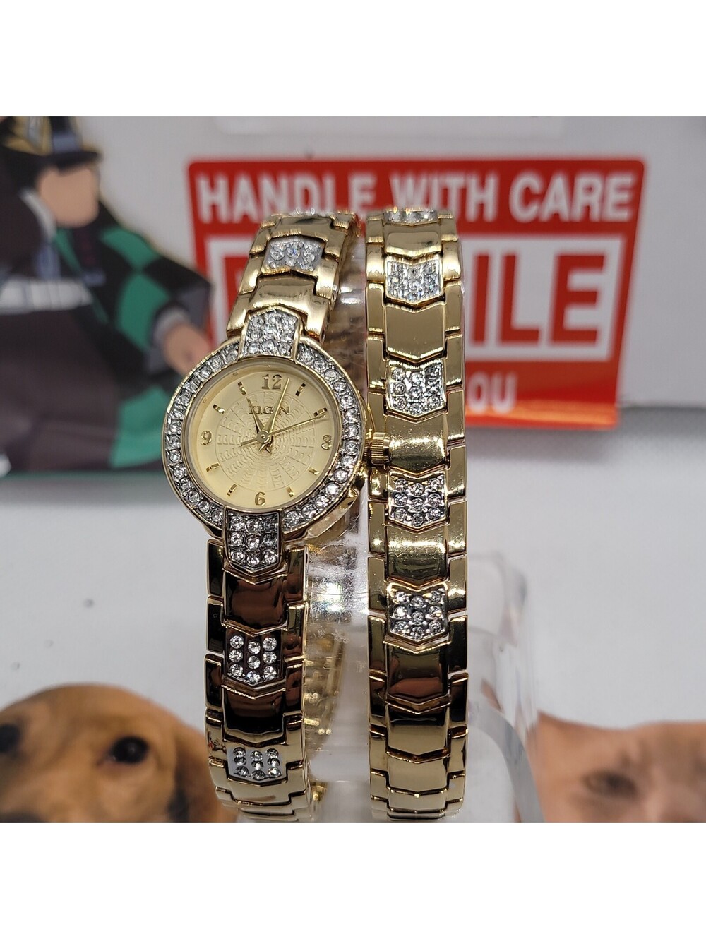 401 Elgin Women's Quartz Watch Gold Tone with Diamond Accents EM846B,